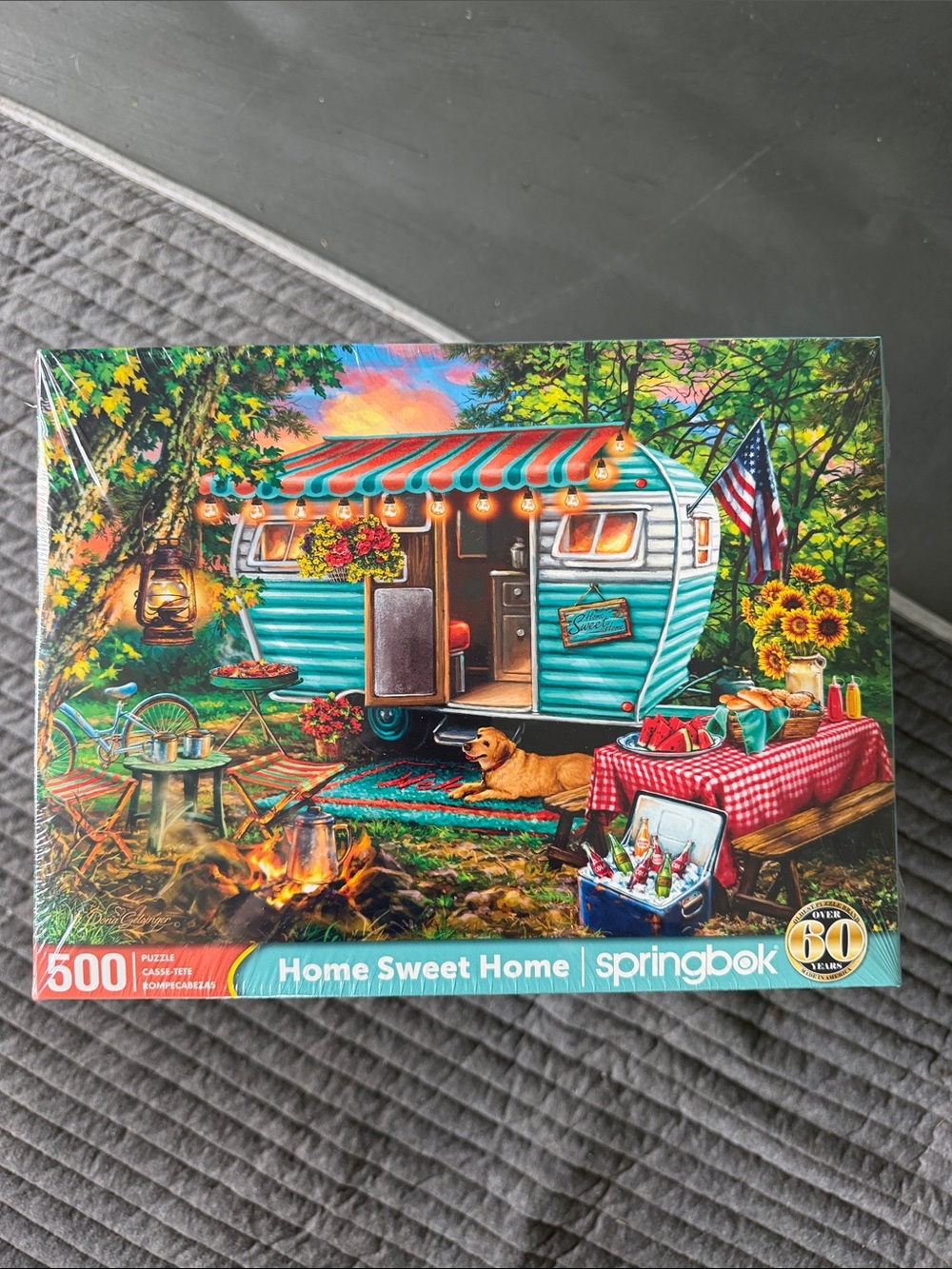 Springbok Home Sweet Home 500-Piece Jigsaw Puzzle - Teal Caravan